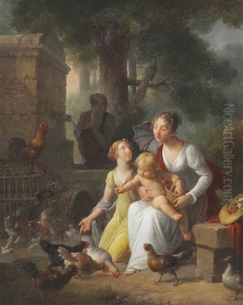 The Fortunate Mother Oil Painting by Jean-Frederic Schall