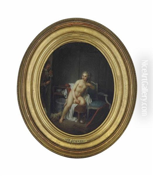 A Woman At Her Toilet Oil Painting by Jean-Frederic Schall