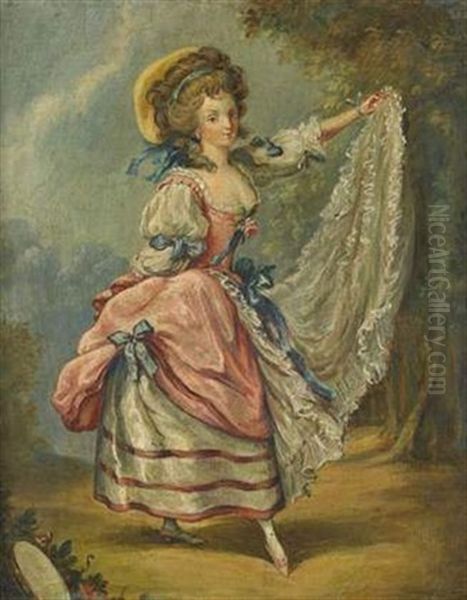 La Danseuse Au Voile (+ L'espagnole Assise; Pair) Oil Painting by Jean-Frederic Schall