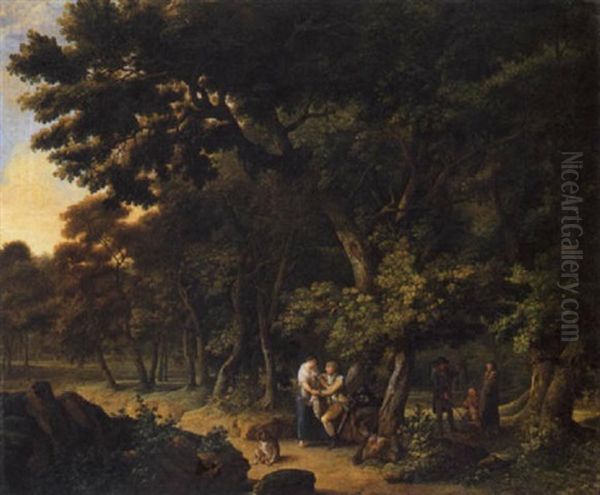 Scena Galante In Un Bosco Oil Painting by Jean-Frederic Schall