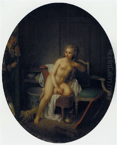 A Lady At Her Toilet Oil Painting by Jean-Frederic Schall