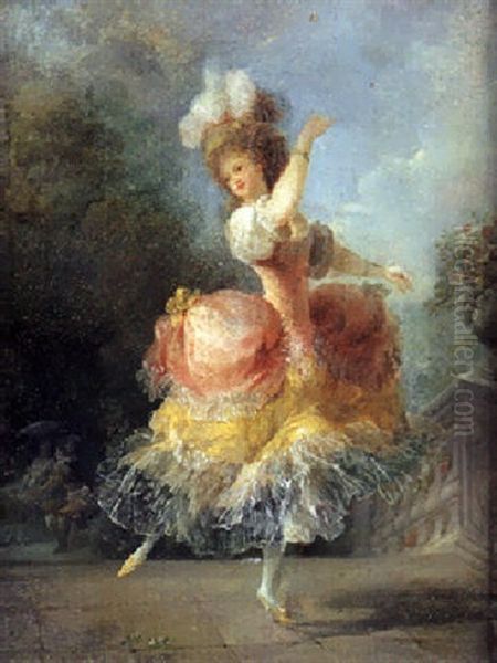 La Jeune Danseuse En Haut D'un Grand Escalier Oil Painting by Jean-Frederic Schall