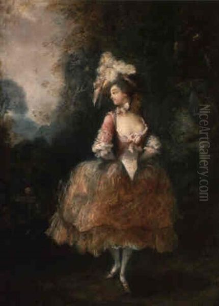 Danseuse Esquissant Un Pas De Danse, Le Visage De Profil Vers La Gauche Oil Painting by Jean-Frederic Schall