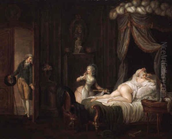 La Servante Officieuse, Or Administering A Love Potion Oil Painting by Jean-Frederic Schall