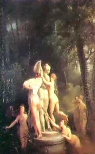 Baigneuses Se Comparant A La Venus Callipyge Oil Painting by Jean-Frederic Schall