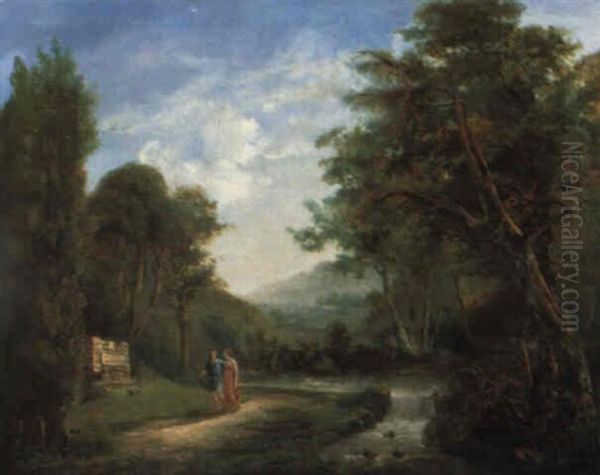 Liebespaar In Einer Arkadischen Landschaft by Carl Philipp Schallhas