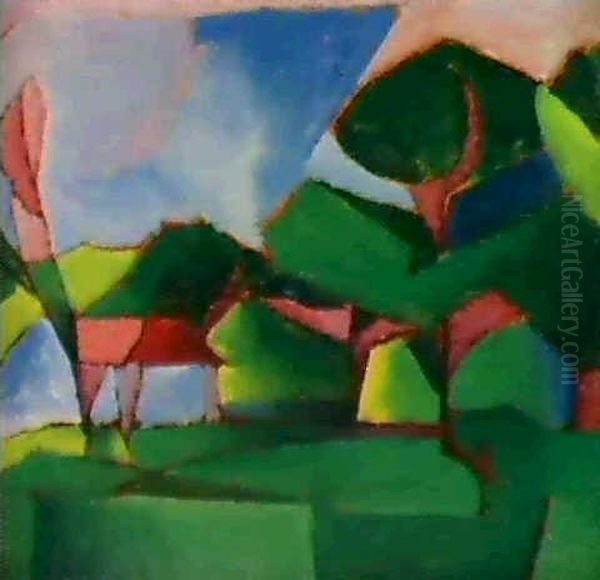 Abstract Landscape Oil Painting by Morton Livingston Schamberg