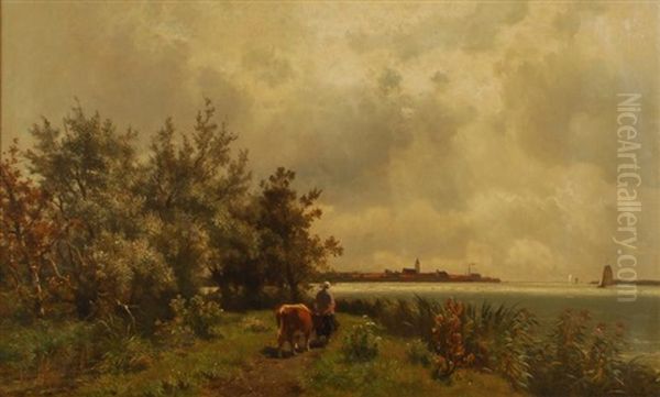 After The Storm - Dordrecht Oil Painting by Edmond De Schampheleer