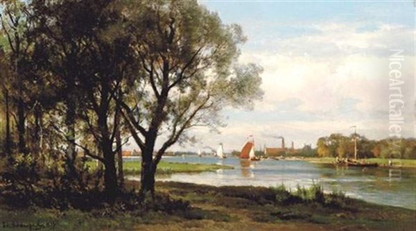 Riviergezicht Oil Painting by Edmond De Schampheleer