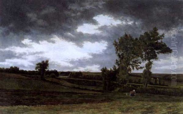 Landschap Met Wiedster Oil Painting by Edmond De Schampheleer