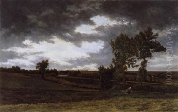 Landschap Met Wiedster Oil Painting by Edmond De Schampheleer