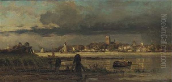 Vue De Dordrecht Oil Painting by Edmond De Schampheleer