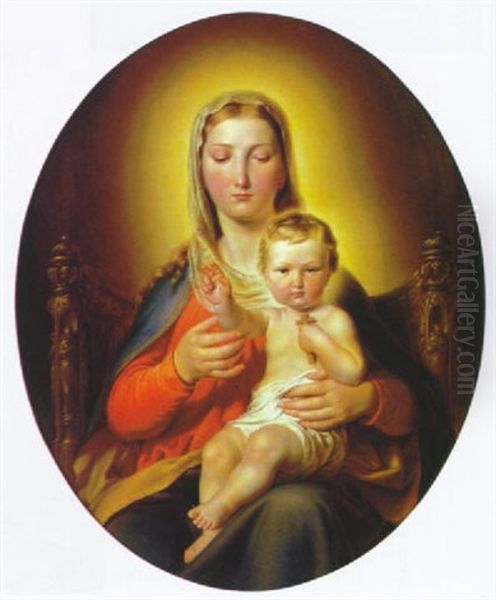 Madonna And Child Oil Painting by Franz Schams