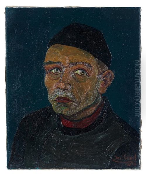 Mann Mit Rotem Kragen Oil Painting by Josef Scharl