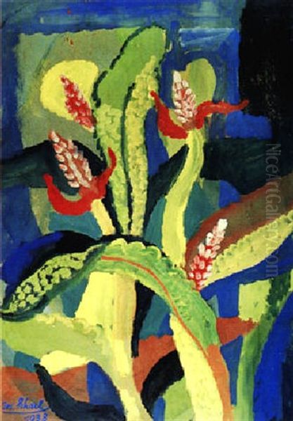 Exotische Blumen Oil Painting by Josef Scharl