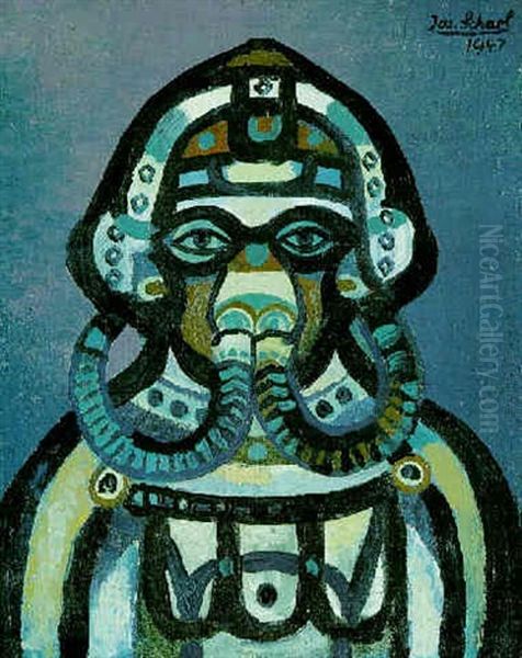 Pilot Mit Maske Oil Painting by Josef Scharl