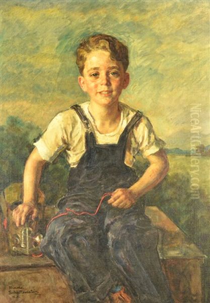 Portrait Of A Young Boy Oil Painting by Nikol Schattenstein