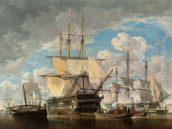 Ships At Sea by Jules Schaumburg