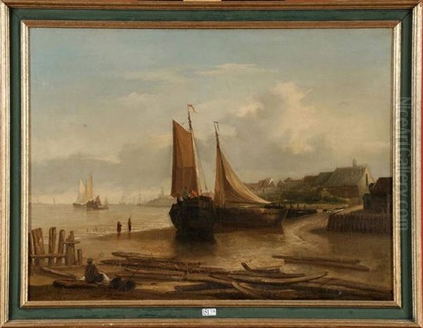 Bord De Mer Anime Oil Painting by Jules Schaumburg