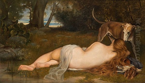 A Resting Nymphe by Ferdinand Schauss