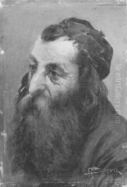 Ein Bartiger Rabbiner Oil Painting by Ferdinand Schebek