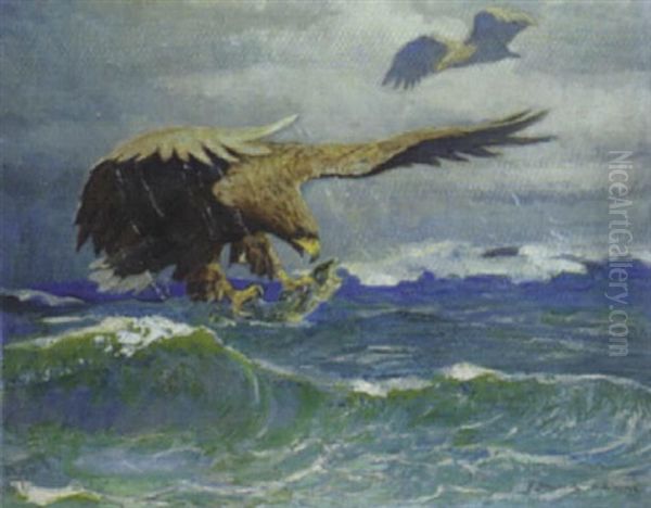 Seeadler Oil Painting by Ferdinand Schebek