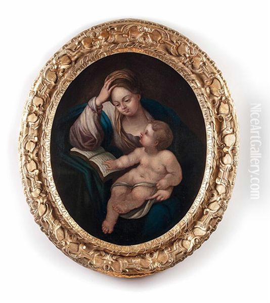 Madonna Mit Kind Beim Lesen Des Alten Testaments Oil Painting by Bartolomeo Schedoni