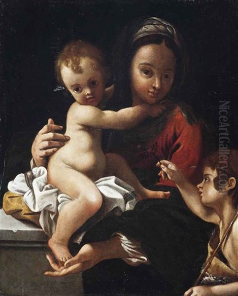 The Madonna And Child With The Infant Saint John The Baptist Oil Painting by Bartolomeo Schedoni