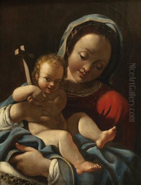 Vierge Marie Et L'enfant Jesus Portant Une Croix Dans Ses Bras Oil Painting by Bartolomeo Schedoni