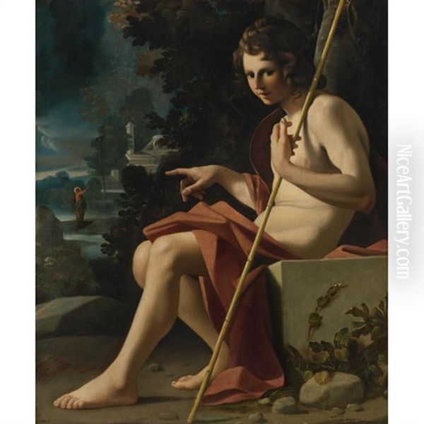 St. John The Baptist In A Landscape Oil Painting by Bartolomeo Schedoni