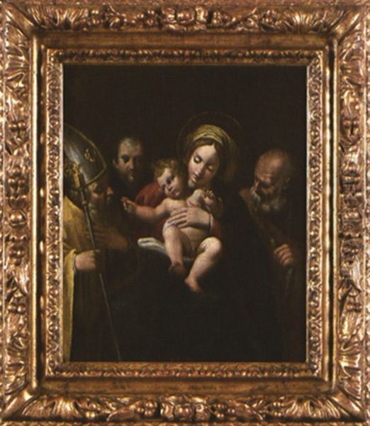 Sainte Famille Avec Deux Saints Oil Painting by Bartolomeo Schedoni