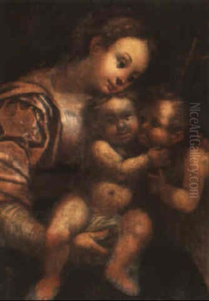 The Madonna And Child With The Infant St. John The Baptist Oil Painting by Bartolomeo Schedoni