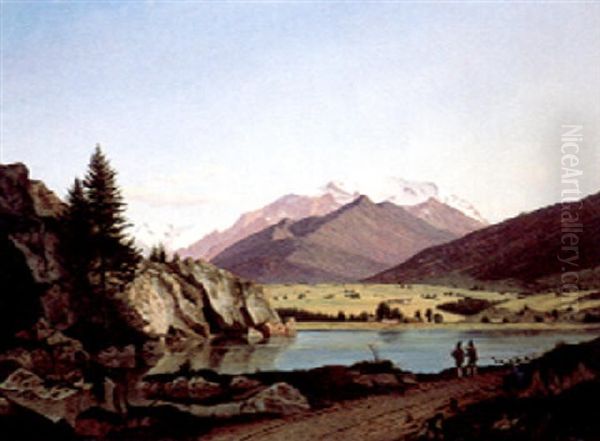 Am Schliersee Oil Painting by Johann Daniel Scheel