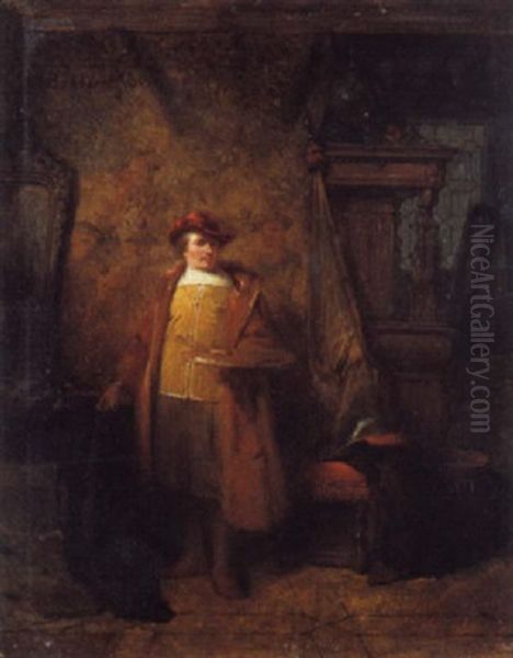 Rembrandt In Het Atelier Oil Painting by Hendricus Johannes Scheeres