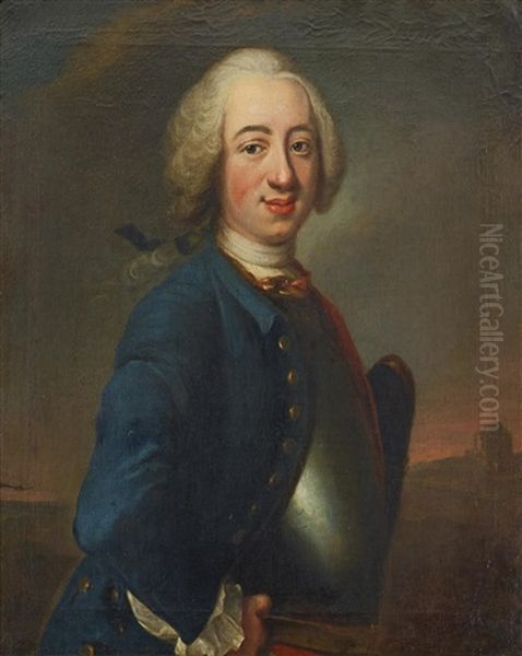 Portratt Av En Ung Officer Oil Painting by Johann Henrik Scheffel