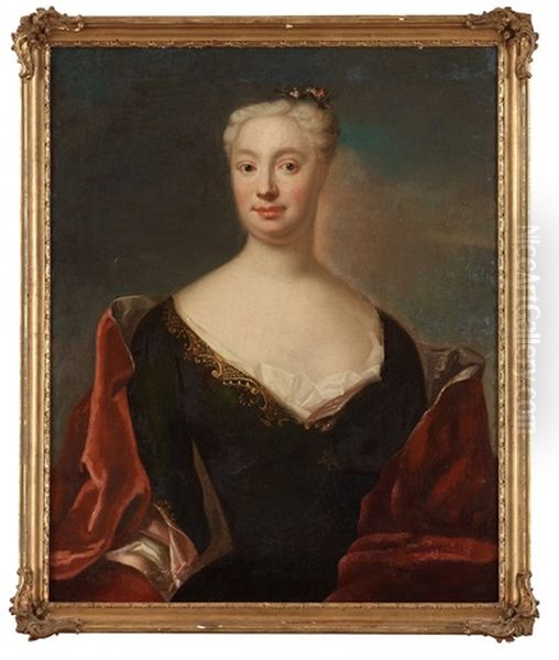 Baroness Barbro Fleming Af Lieblitz (1699-1747) Oil Painting by Johann Henrik Scheffel