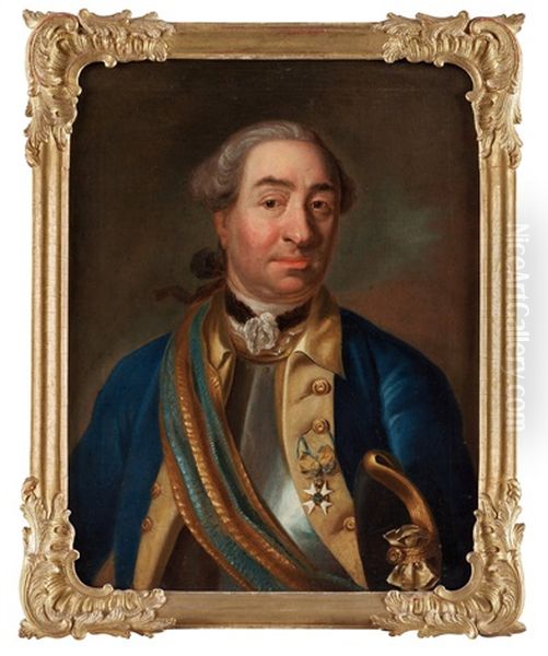 Johan Reinhold Wrangel Af Sauss (1717-1794) Oil Painting by Johann Henrik Scheffel