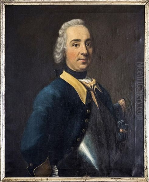 Portratt Av Baron Carl August Bennet Oil Painting by Johann Henrik Scheffel