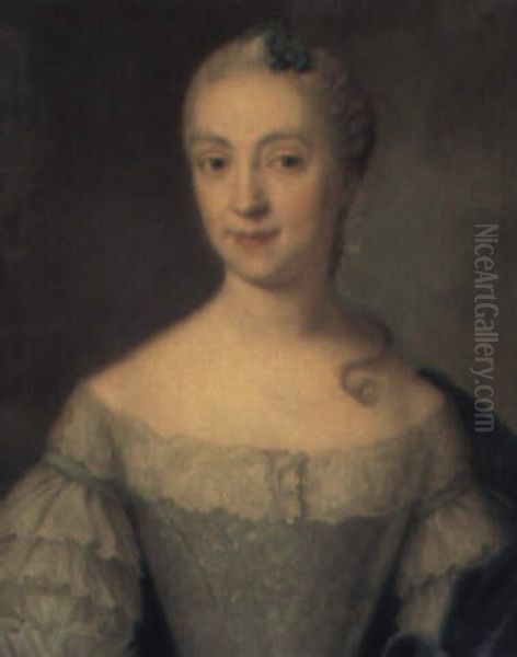 Portratt Av Frederika Christina Fahlstrom, Fodd Stranfelt Oil Painting by Johann Henrik Scheffel