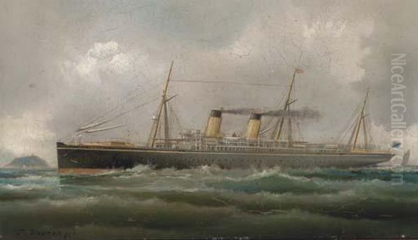 The Steamship Teutonic Oil Painting by James C. Bourne