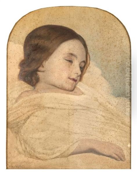 Portrait D'enfant Dormant Oil Painting by Ary Scheffer