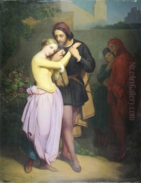 Faust Et Marguerite Au Jardin Oil Painting by Ary Scheffer