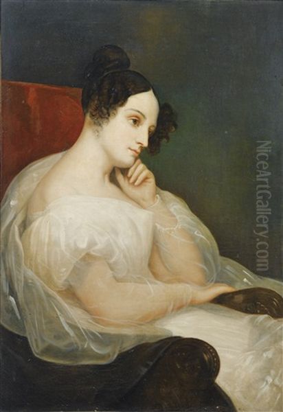 Portrait De Marie-josephine Souham, Duchesse D'elchingen Oil Painting by Ary Scheffer