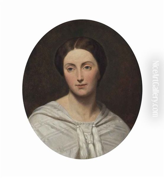 Portrait Of Anna Maria Helena, Comtesse De Noailles, Bust-length Oil Painting by Ary Scheffer