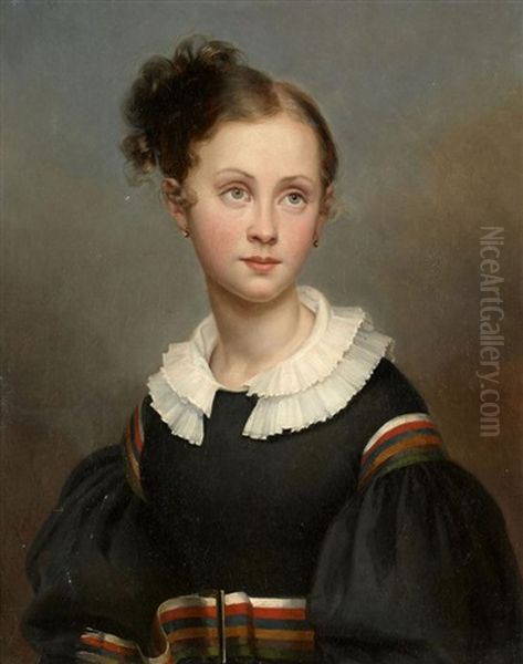 Portrait De Jeune Fille Oil Painting by Ary Scheffer