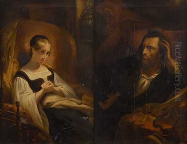 Faust (+ Another; 2 Works) Oil Painting by Ary Scheffer