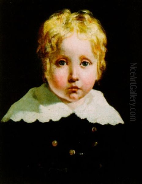 Portrait Of A Young Boy ( Mesden De La Fayette?) Oil Painting by Ary Scheffer