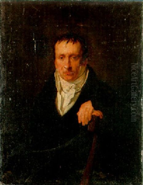 Portrait Of Docter Jean Burdin, Seated Half Length, In A Black Coat And Collar Oil Painting by Ary Scheffer