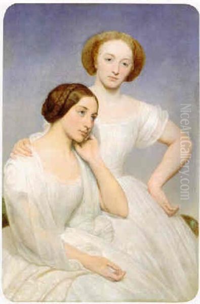 Deux Soeurs En Blanc Oil Painting by Ary Scheffer