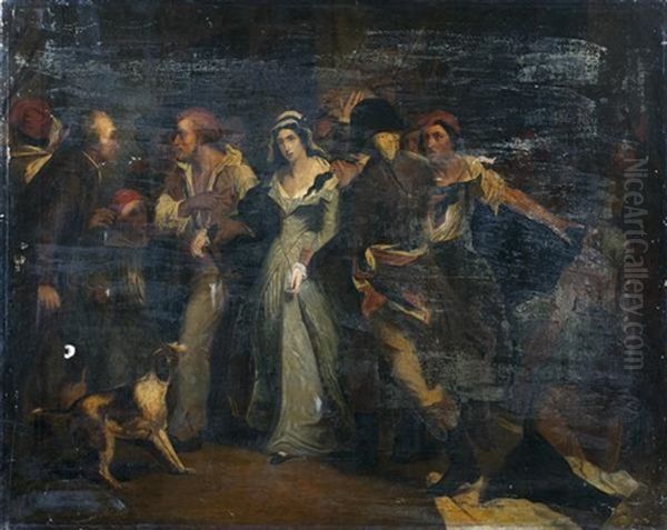 L'arrestation De Charlotte Corday Oil Painting by Henri Scheffer